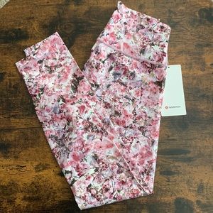 NWT Lululemon Wunder Under floral leggings Sz 8